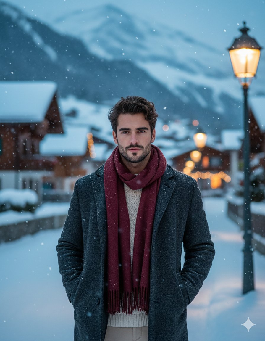 Swiss alpine winter portrait of a young man — output 1