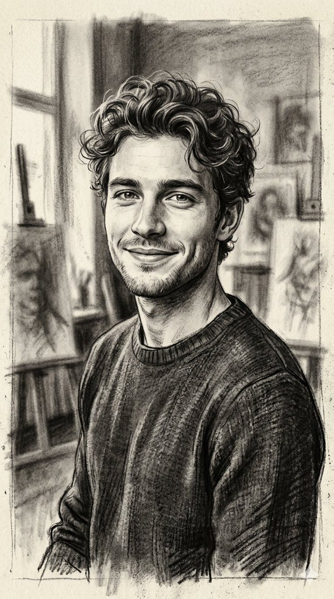 Profile / Avatar - Hand-Drawn Charcoal Sketch Portrait — output 1