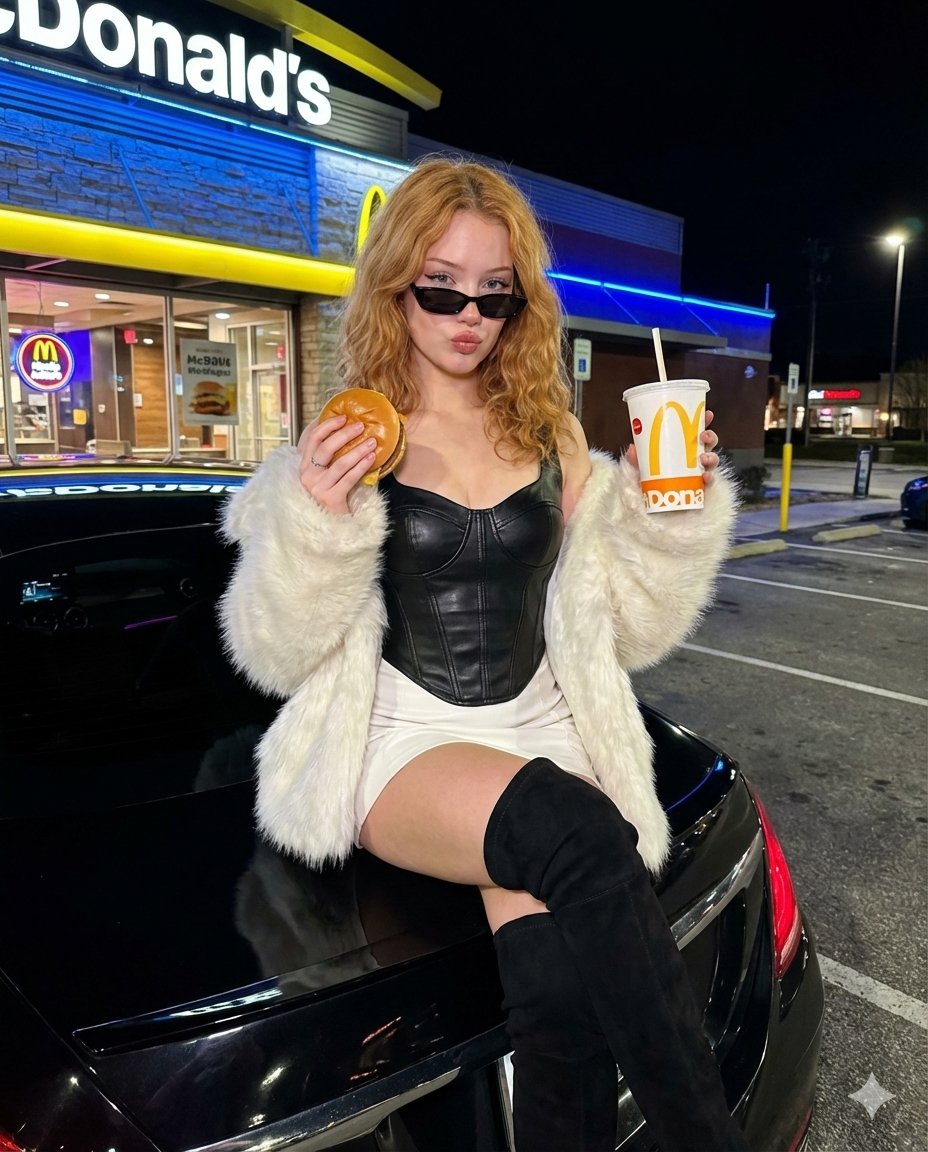 Luxury Nightlife Editorial at McDonald's Parking Lot — output 1