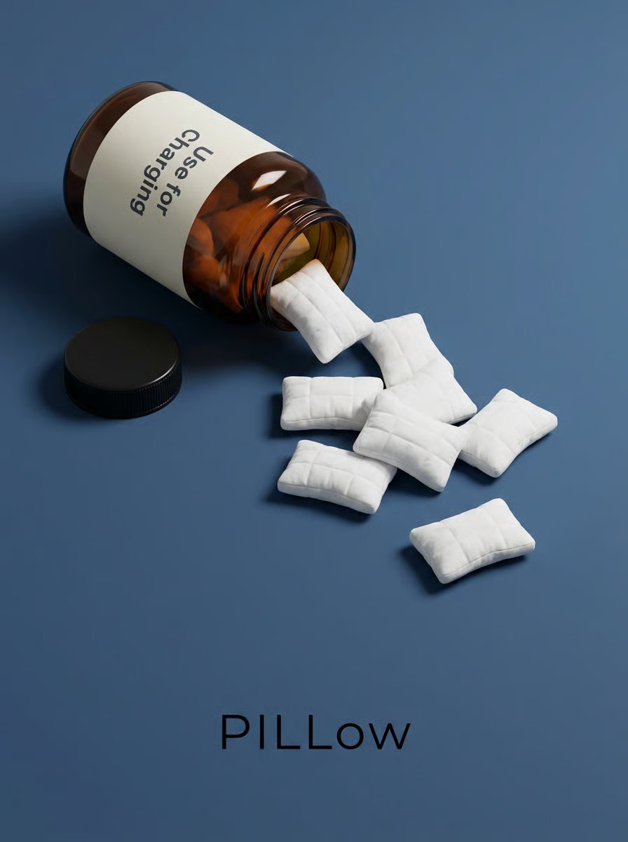 E-commerce Main Image - Surreal Conceptual Product Ad for 'PILLow' Sleeping Pill — output 1