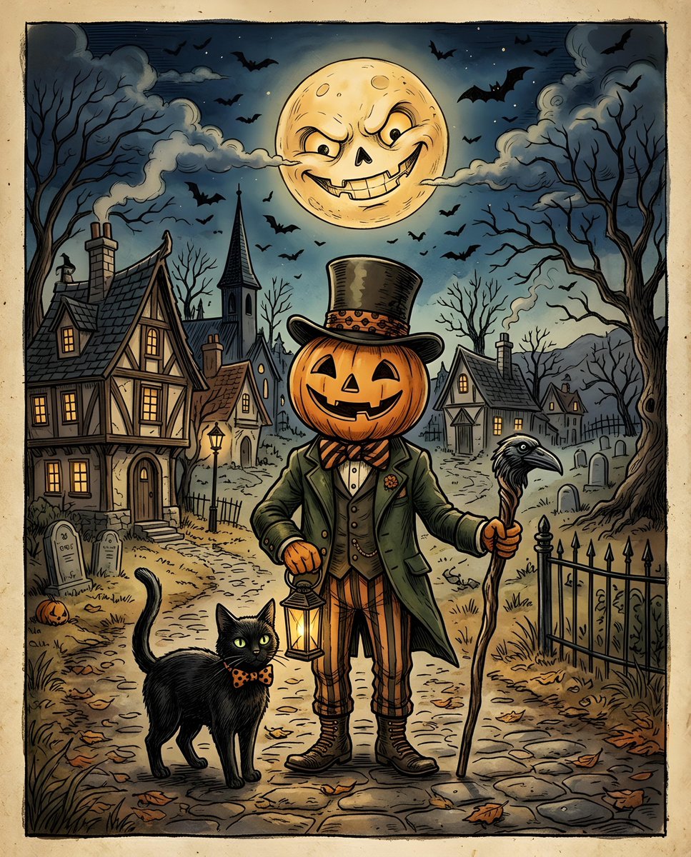 Comic / Storyboard - Whimsical Vintage Halloween Illustration — output 1