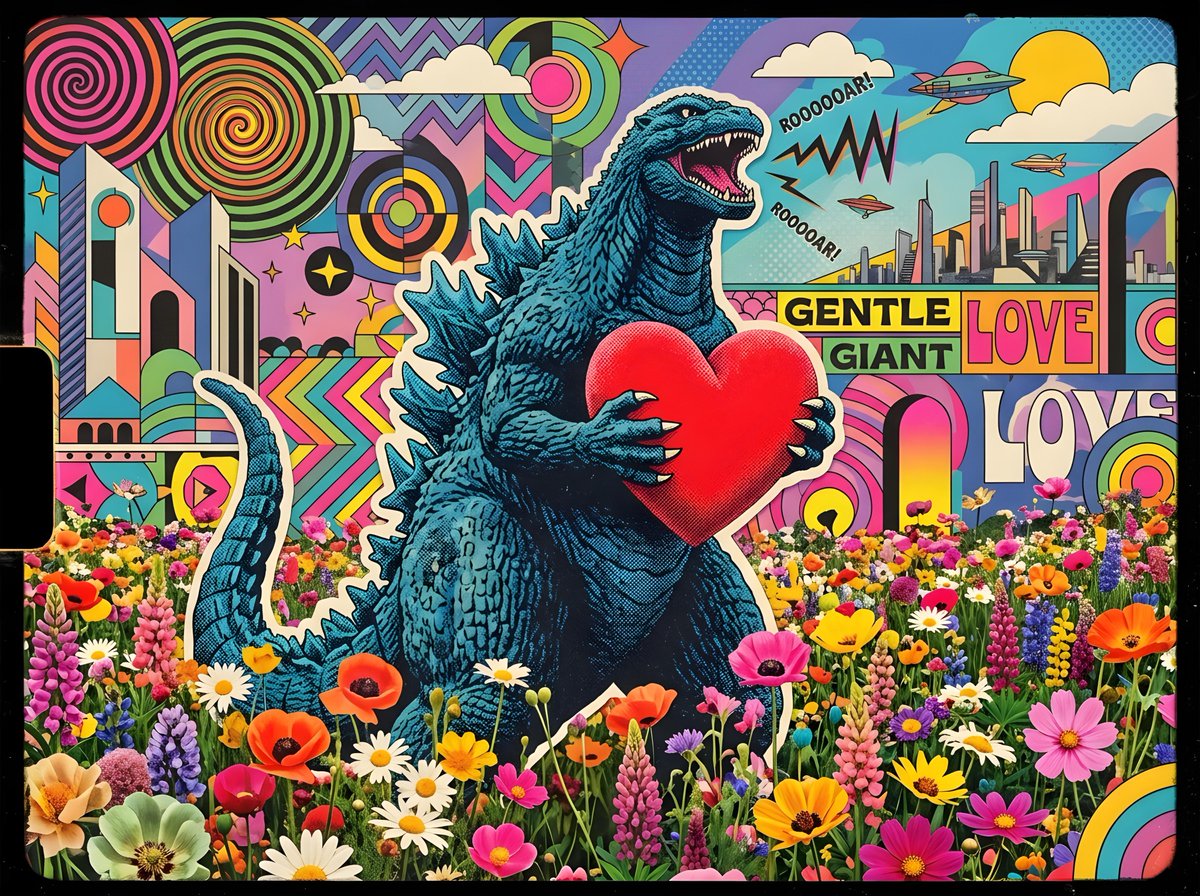 Godzilla in a Flower Field — output 1