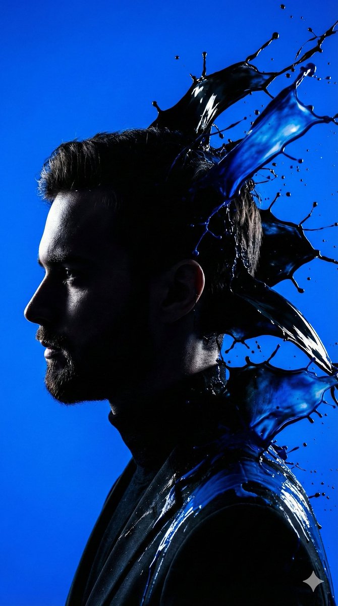 High-Contrast Silhouette with Paint Splashes Prompt — output 1