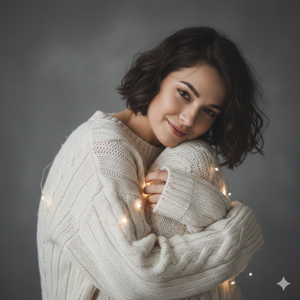Intimate Studio Portrait with Fairy Lights Prompt — output 1