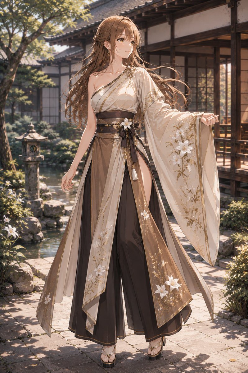 Game Asset - Elegant Kimono Garden Anime Woman — output 1