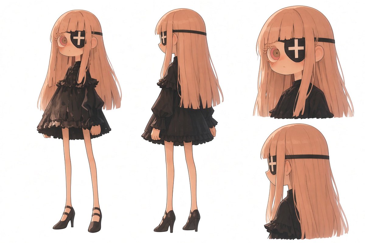 Comic / Storyboard - Gothic Eyepatch Anime Character Sheet — output 1