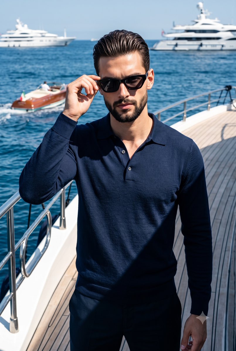 Product Marketing - Luxury Yacht Male Model Portrait — output 1