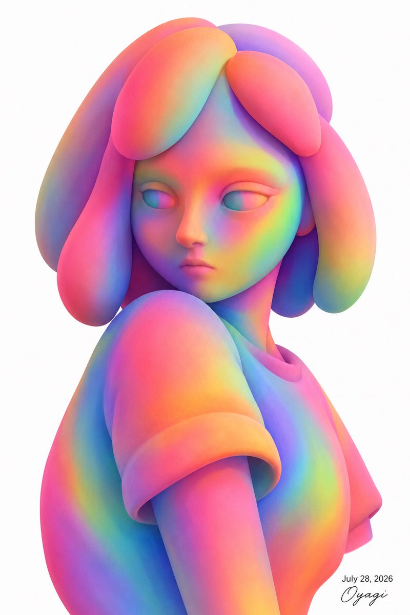 Profile / Avatar - Rainbow Clay Anime Girl Portrait — output 1