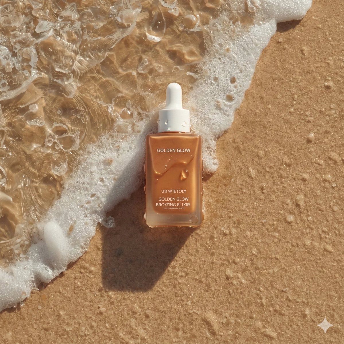 E-commerce Main Image - Ultra-Realistic Skincare Product Photography on Wet Beach Sand — output 1