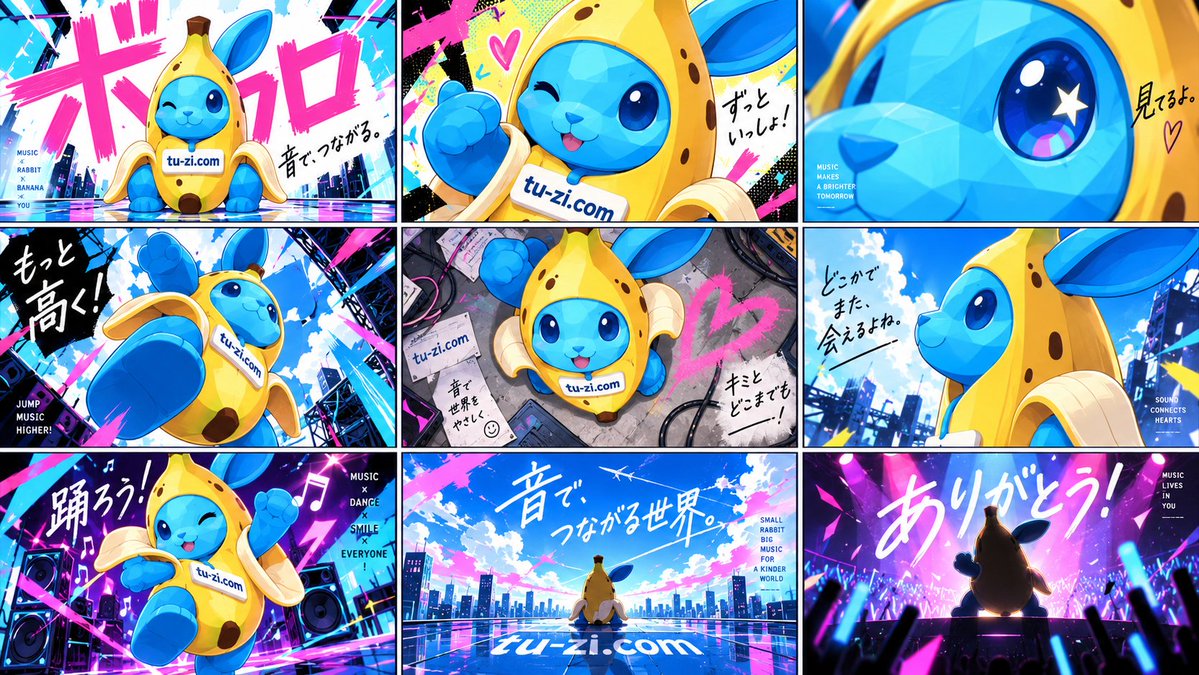 YouTube Thumbnail - Vocaloid MV Style Character Grid — output 1