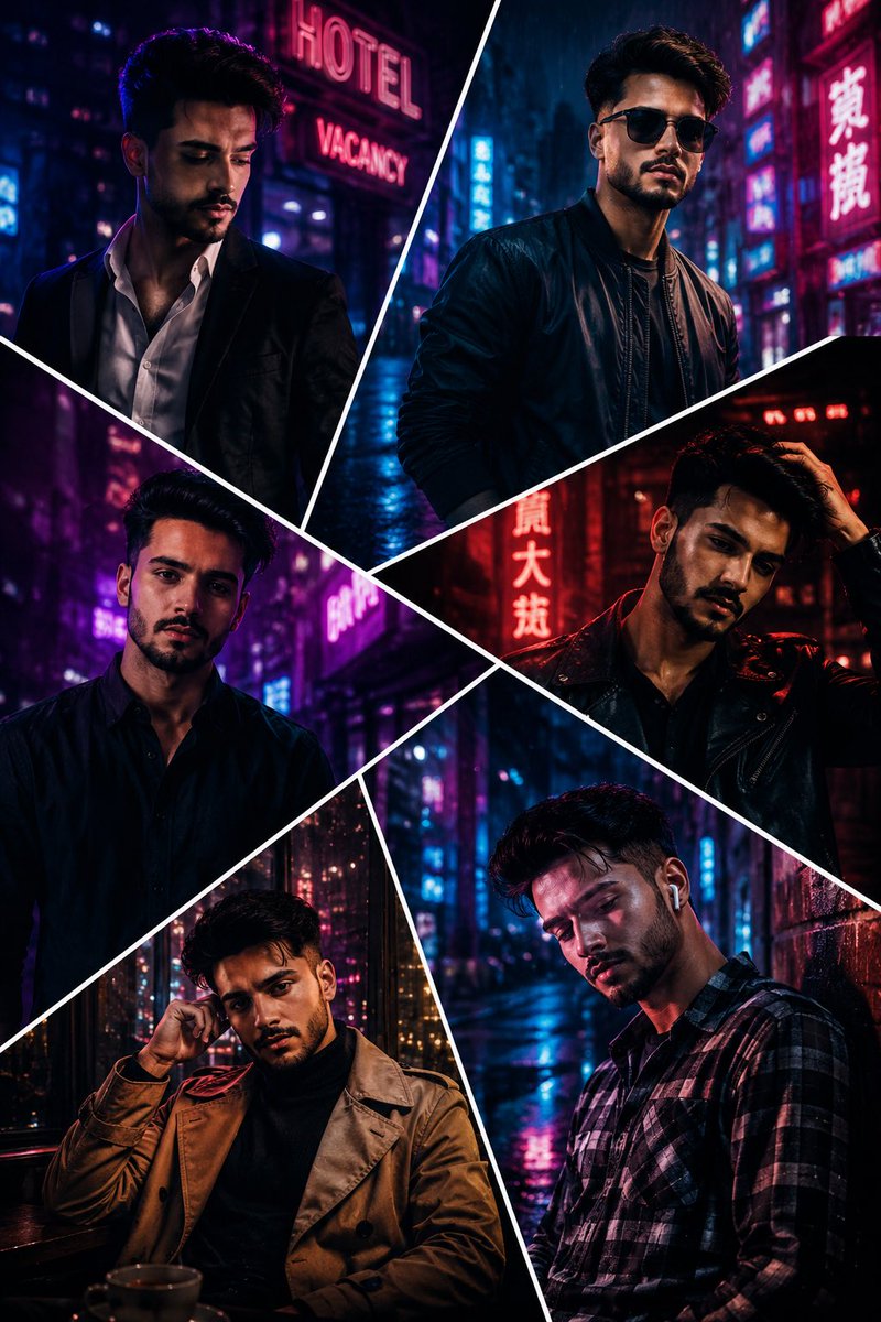 Social Media Post - Cyberpunk Fashion Portrait Collage — output 1