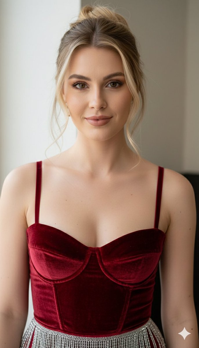 8K Ultra-High Definition Editorial Portrait in Ruby Red Velvet — output 1