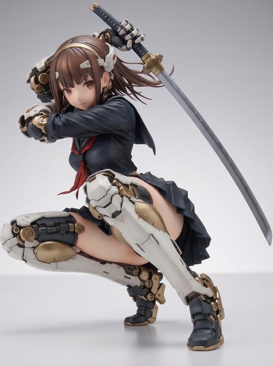 Game Asset - Samurai Mecha Girl Figure — output 1