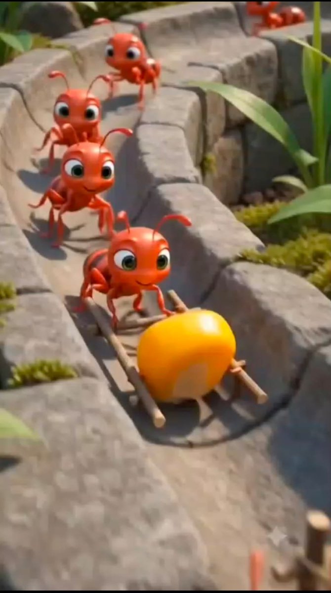 Comic / Storyboard - Cartoon Ants Carrying a Golden Seed — output 1