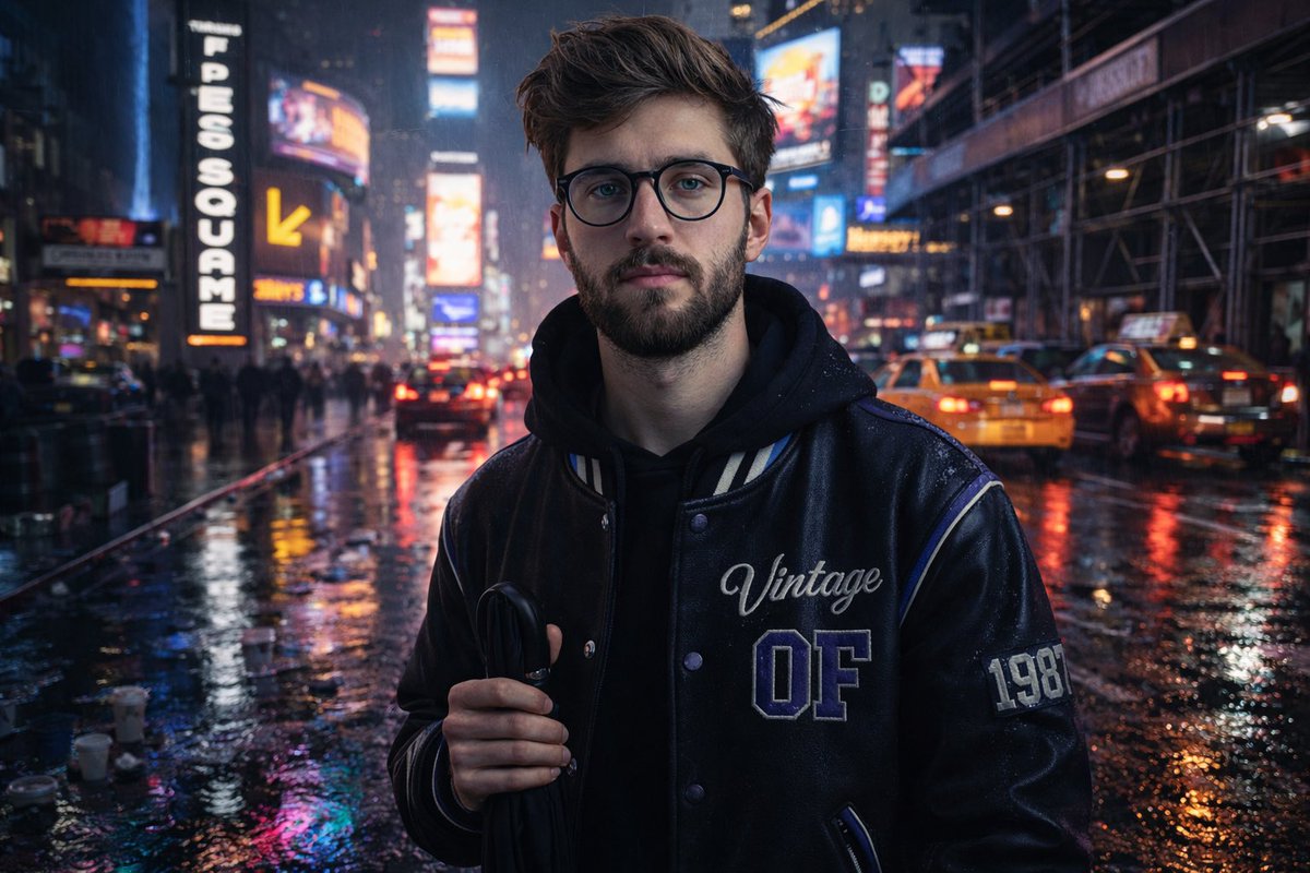 Complex Structured Prompt for Rainy Times Square Scene with Detailed Subject Description — output 1