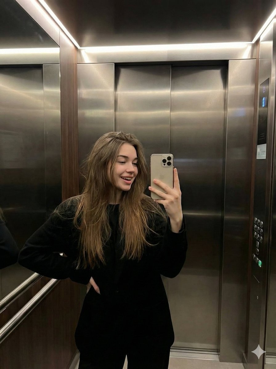 Candid Elevator Mirror Selfie — output 1