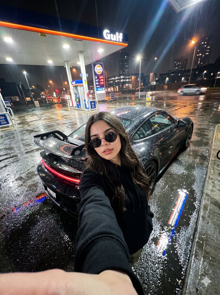 Profile / Avatar - Urban Night Gas Station Portrait — output 1