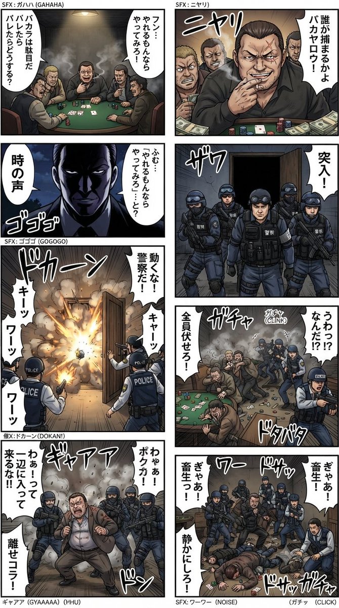 Comic / Storyboard - 8-Panel Manga Scene — output 1