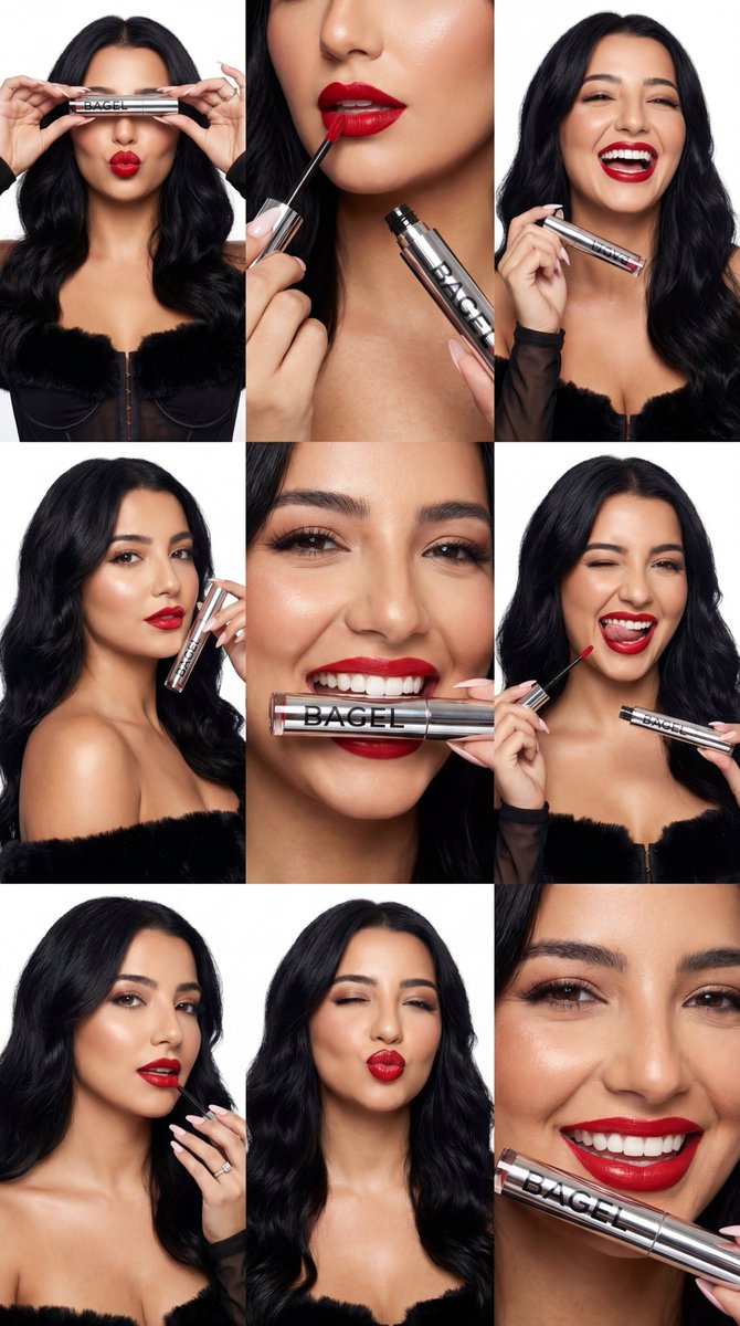 Product Marketing - Ultra-Photoreal Beauty Campaign Contact Sheet (BAGEL) — output 1