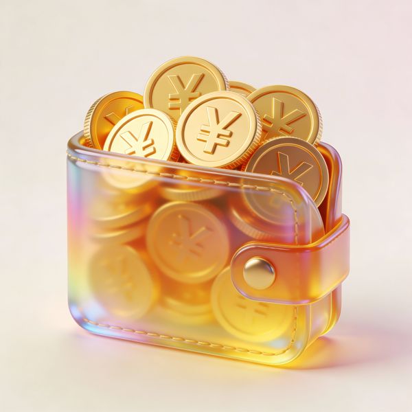 3D Glass Wallet and Coins Icon — output 1