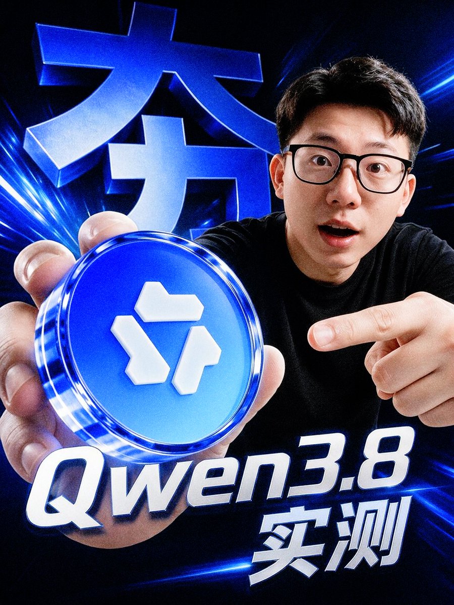 YouTube Thumbnail - Cyber Blue Qwen Tech Review Poster — output 1