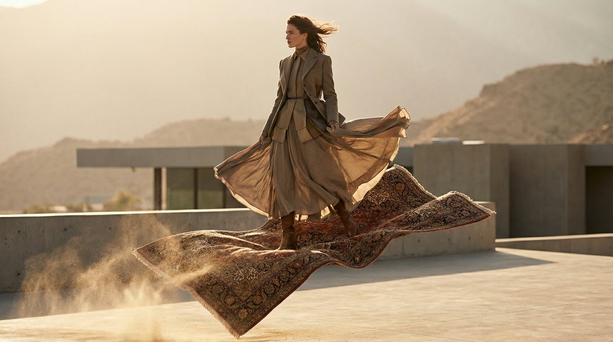 High-Fashion Magic Carpet Editorial Shot — output 1