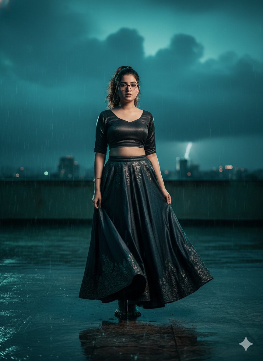 Hyper-Realistic Cinematic Bollywood Poster in Monsoon — output 1