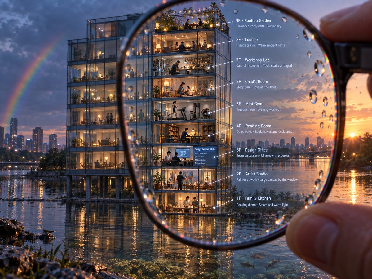 Infographic / Edu Visual - Magnified Glass Building Cutaway — output 1