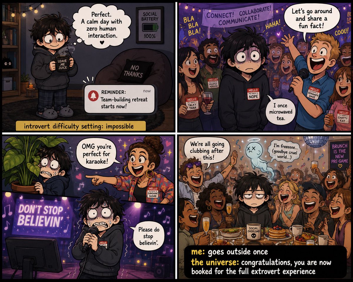 Comic / Storyboard - Introvert Difficulty Meme Comic — output 1