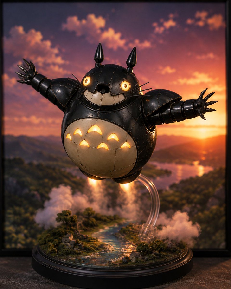 E-commerce Main Image - Glowing Totoro Robot Figure Diorama — output 1