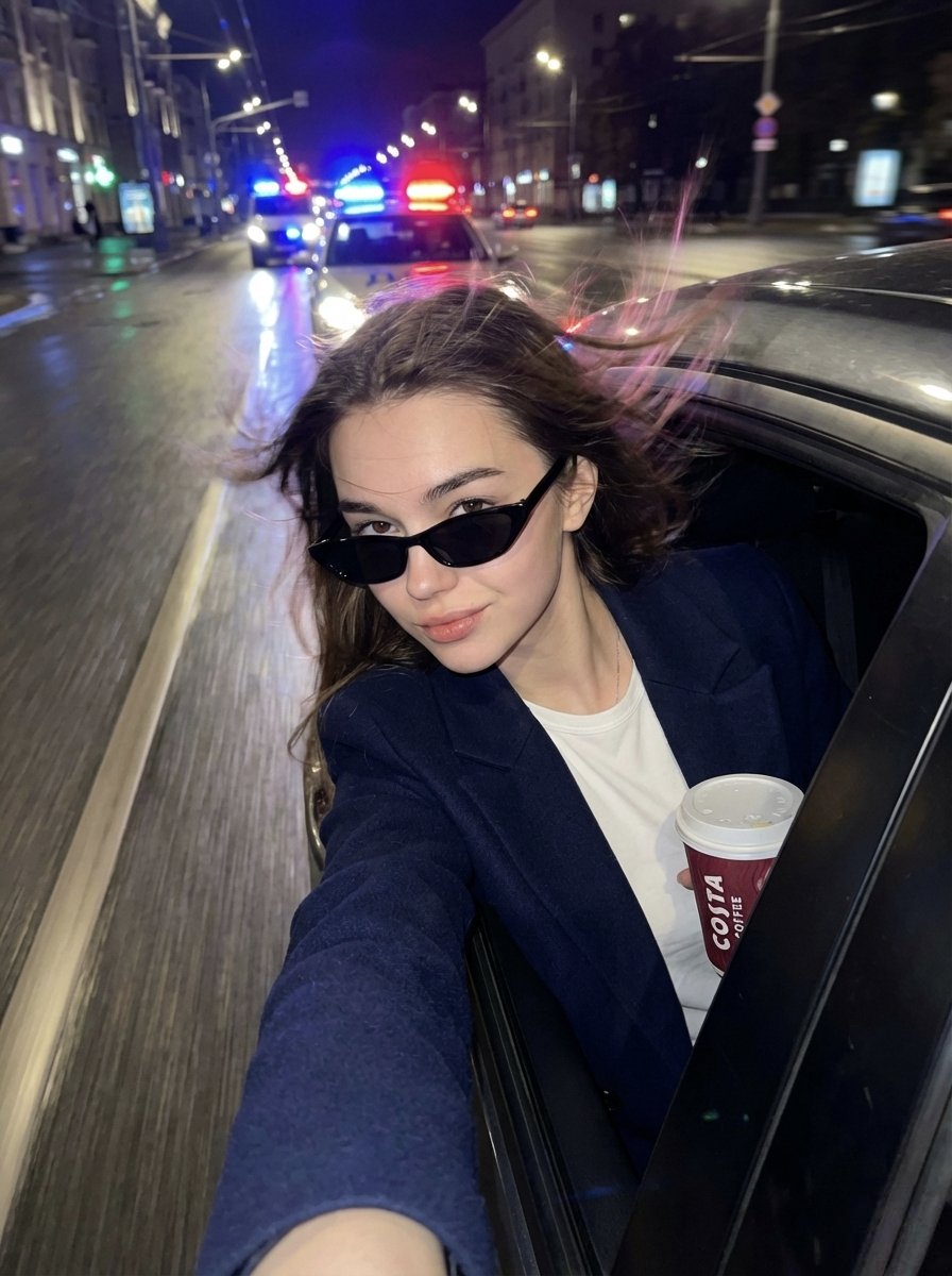 Product Marketing - Cinematic Night Street Selfie Prompt with Identity Lock — output 1