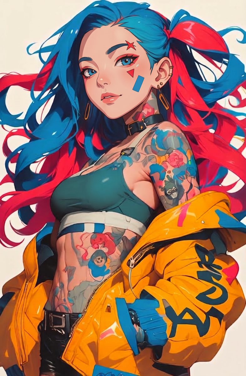 Game Asset - Punk Style Split-Dye Anime Woman — output 1