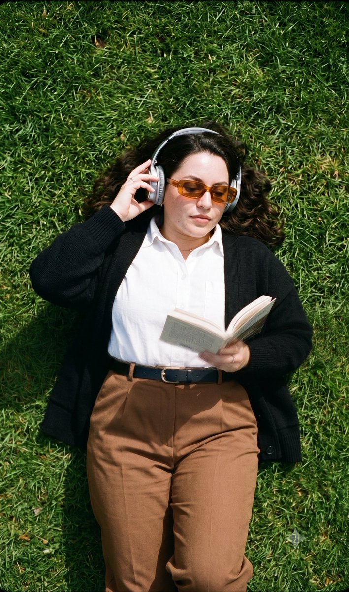 Social Media Post - Retro Film Fashion Editorial Park Portrait — output 1