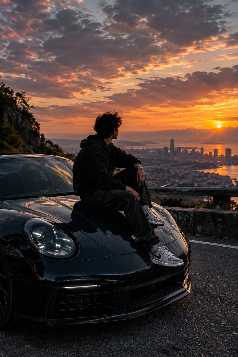 Product Marketing - Luxury Car Sunset Scene Prompt for Nano Banana Pro — output 1