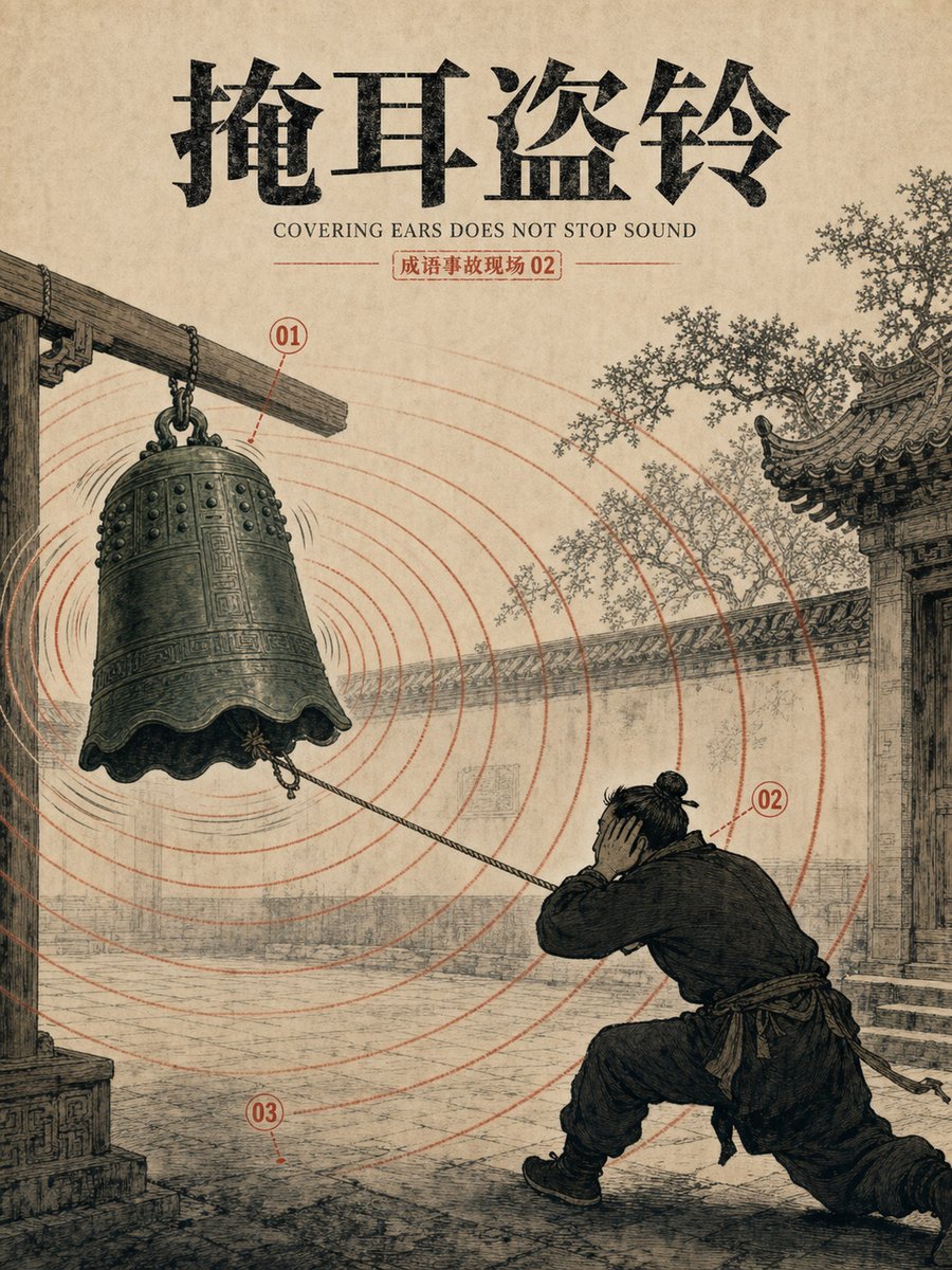 Infographic / Edu Visual - Chinese Idiom Bell Theft Poster — output 1