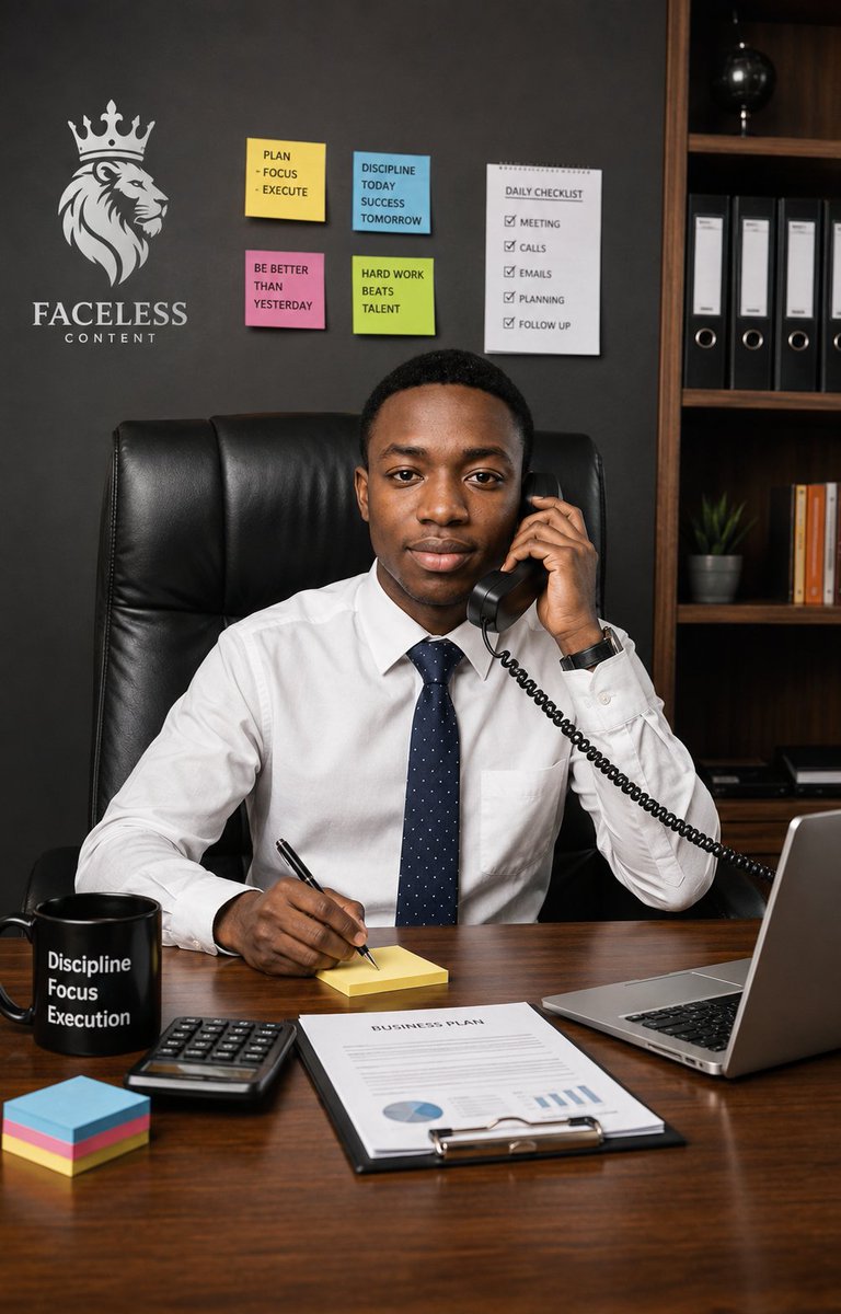 Profile / Avatar - Executive Office Phone Call Portrait — output 1