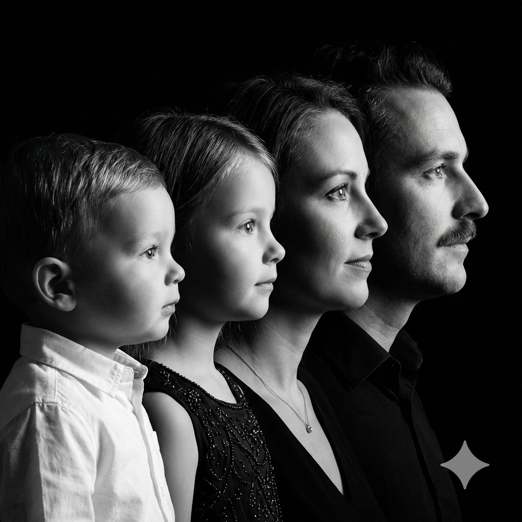 Profile / Avatar - High-Contrast Black and White Family Studio Portrait — output 1