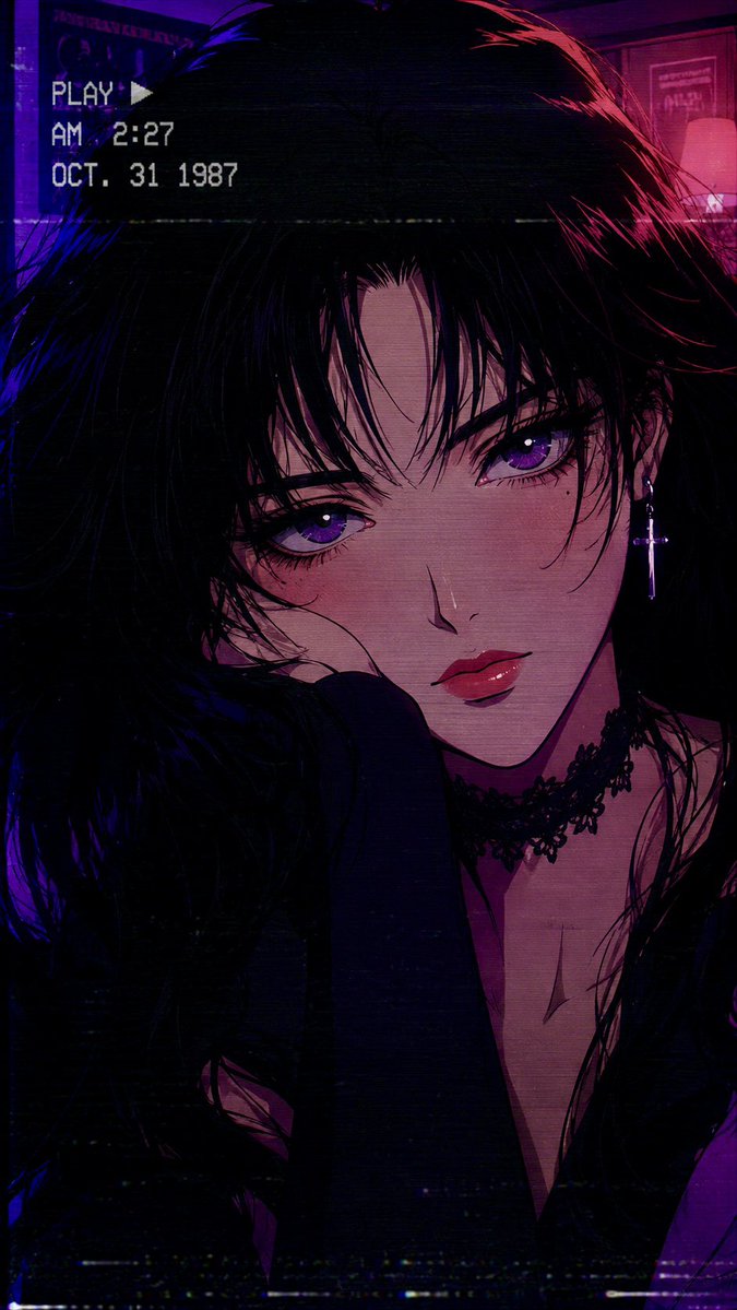 Profile / Avatar - 80s Retro Anime Goth Portrait — output 1