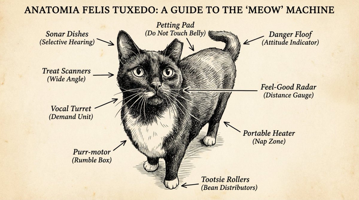 Funny anatomical diagram of a pet — output 1