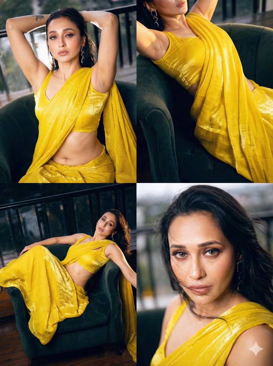 4-Panel High-Fashion Saree Collage — output 1