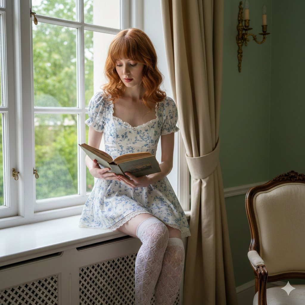 Vintage Interior Portrait with Copper Hair — output 1