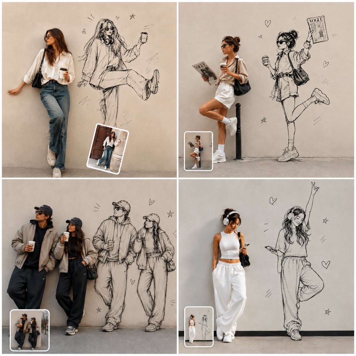 Social Media Post - Street Fashion Wall Sketch Collage — output 1