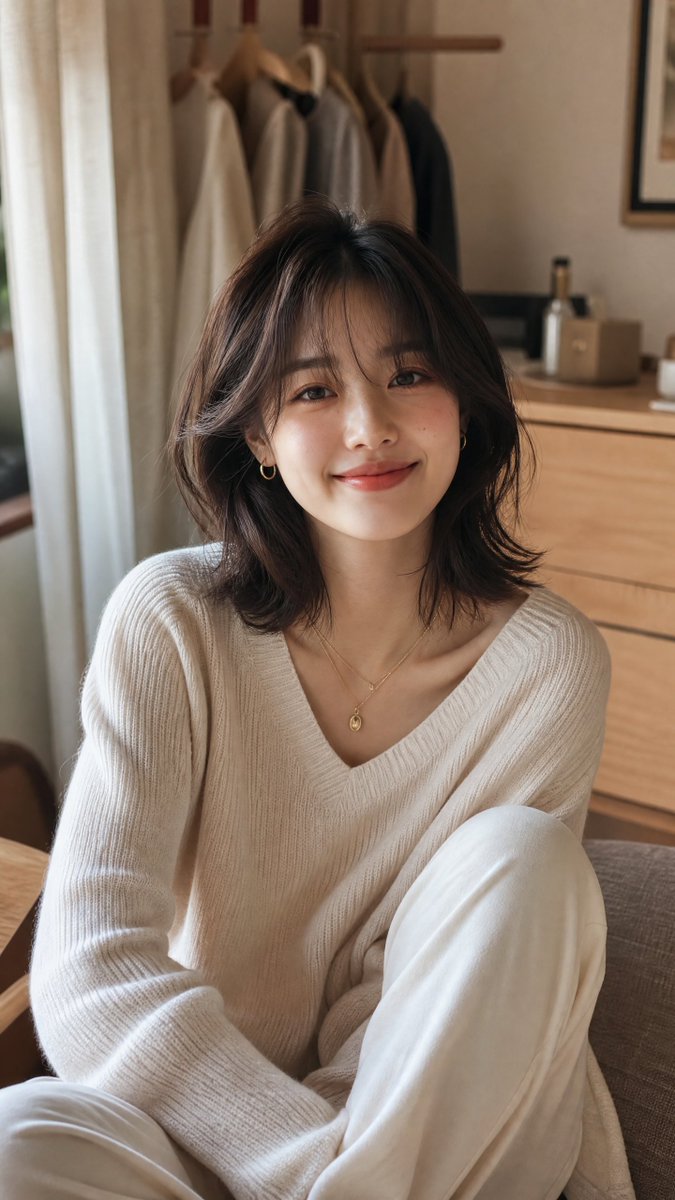 Profile / Avatar - Cozy Minimalist Korean Woman Portrait — output 1