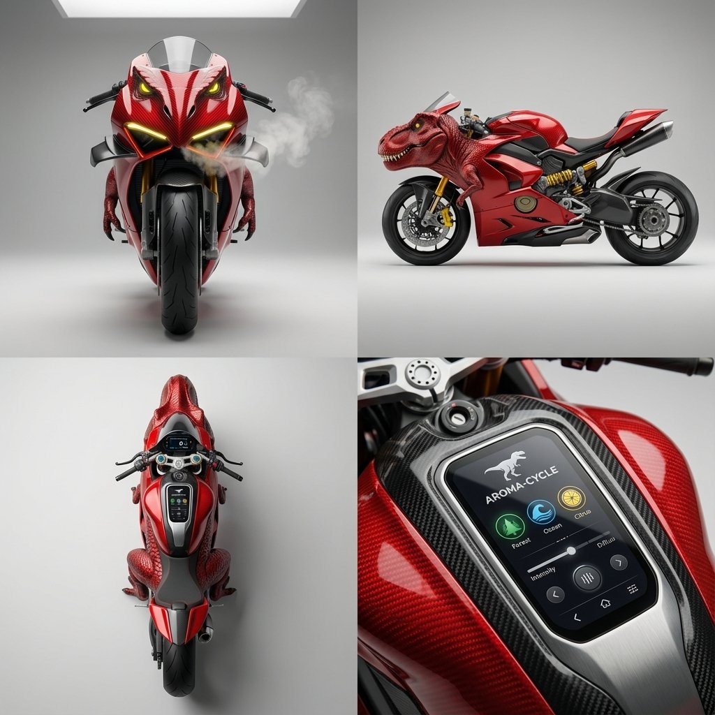 E-commerce Main Image - Hybrid Product Shot Grid (T-Rex and Ferrari) — output 1