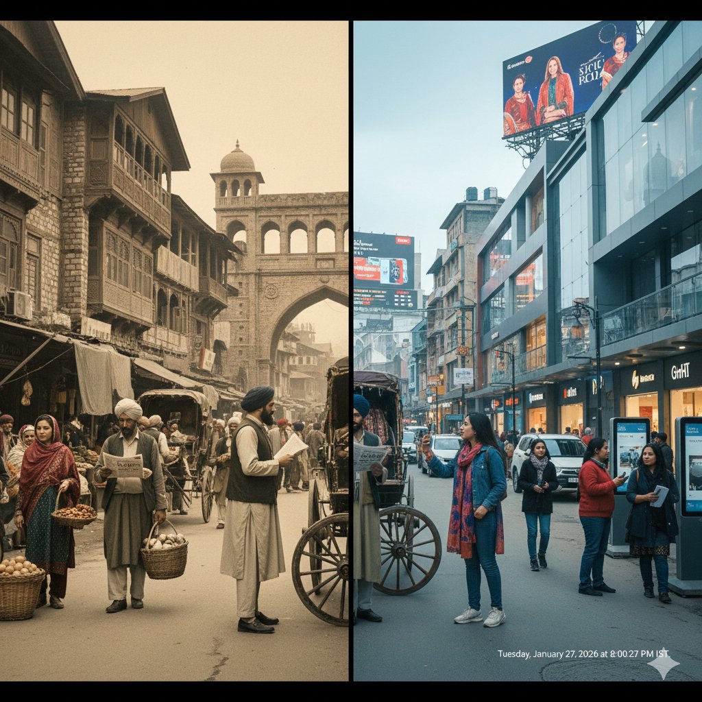 Split-Screen Time-Travel Cinematic Shot — output 1