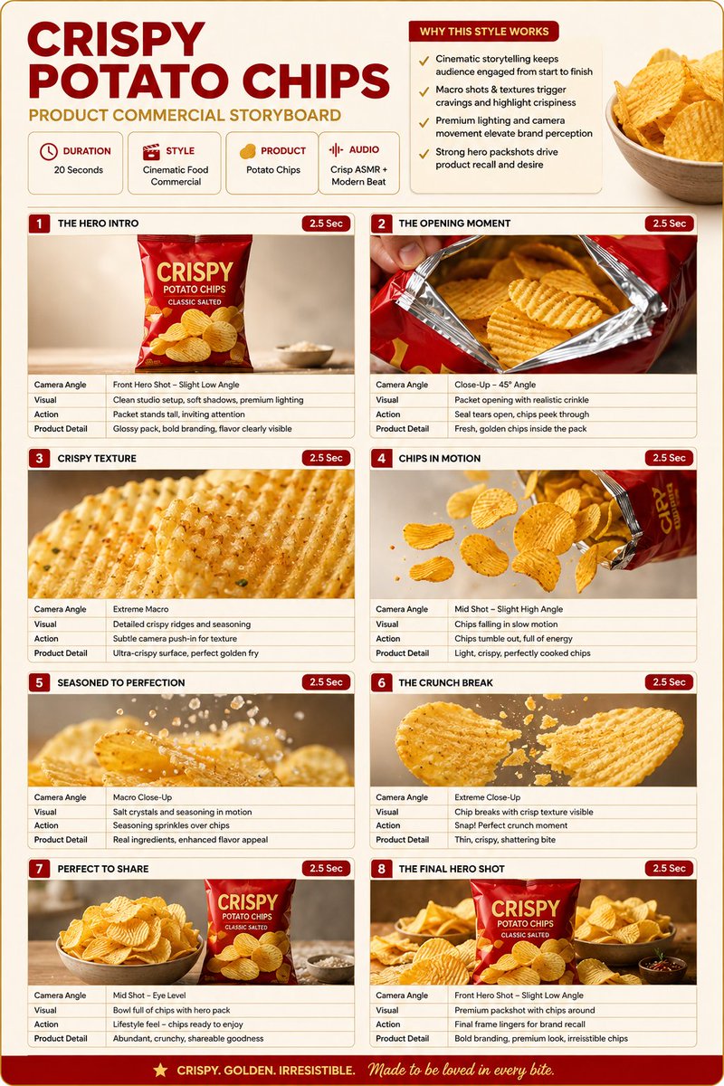 Comic / Storyboard - Food Product Commercial Storyboard — output 1