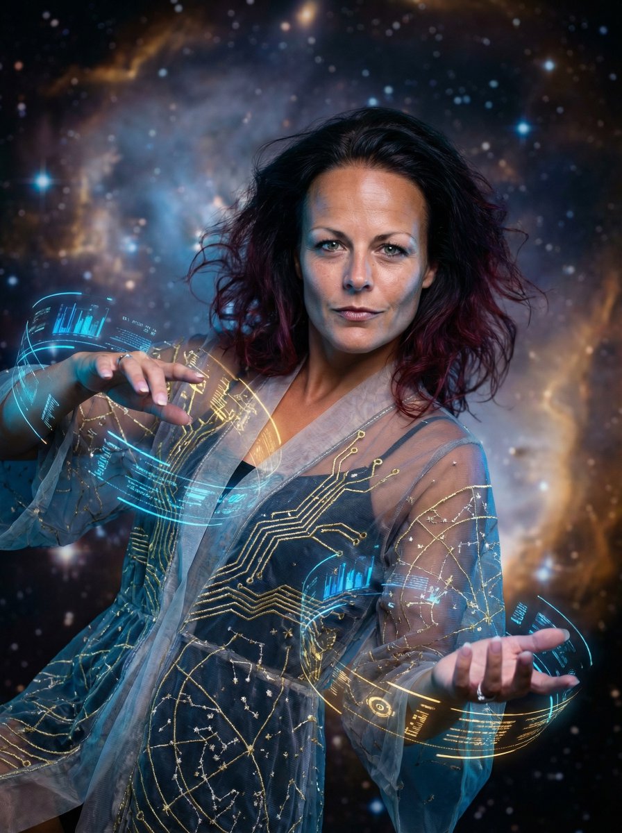 Hyper-Realistic Celestial Archivist Portrait — output 1
