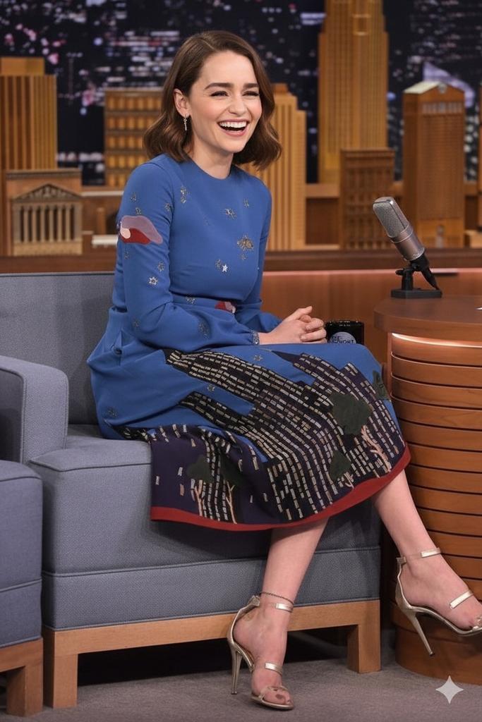 YouTube Thumbnail - Cinematic Talk Show Portrait (Emilia Clarke Inspired) — output 1