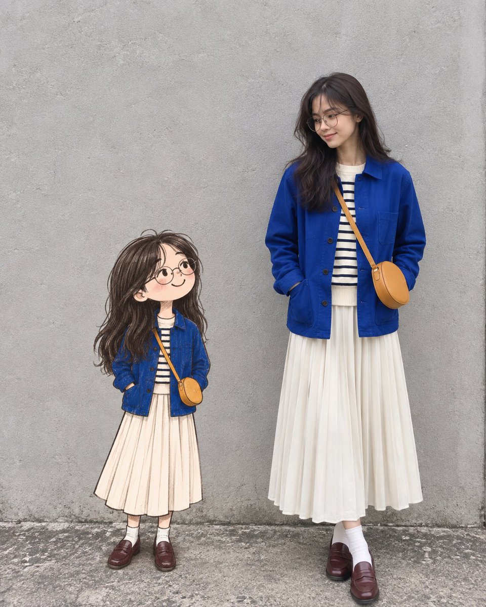 Social Media Post - Real Woman with Illustrated Twin — output 1