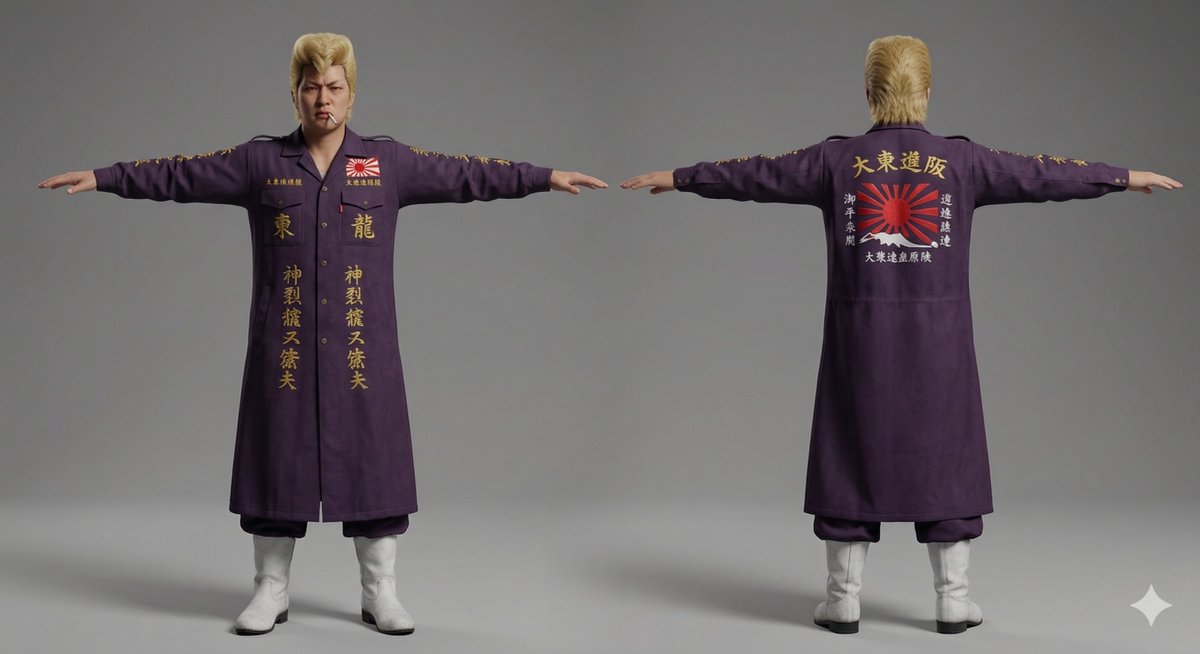 Game Asset - Nano Banana Pro Image Generation of Classic Japanese Bosozoku as a 3D Model Asset — output 1